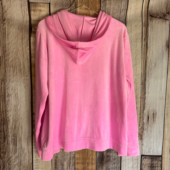 Lilly Pulitzer Larina Velour Zip Up Hoodie Pink XXL Beach Resort Vacation Cozy - Picture 2 of 9